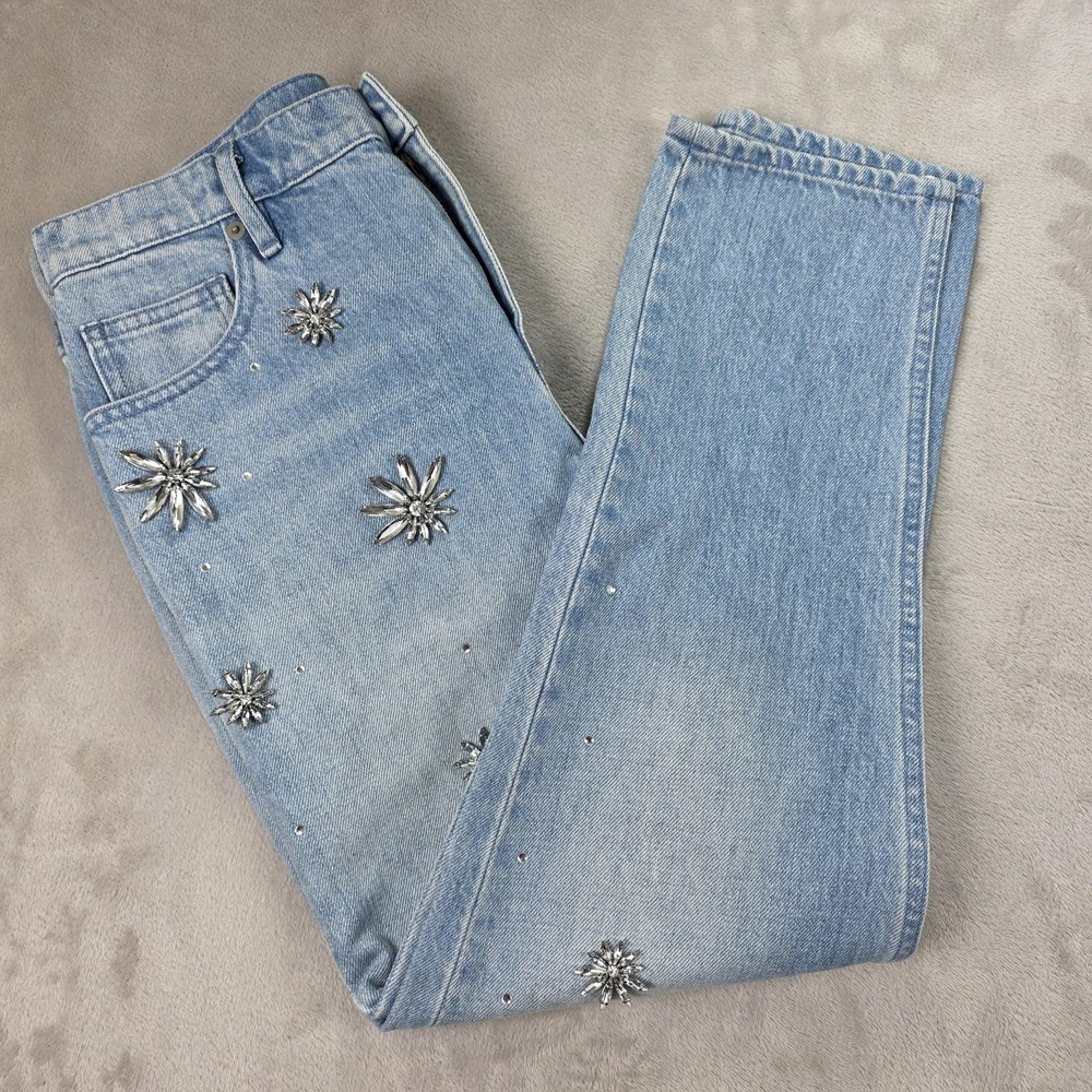 Juicy Couture Black Label Jeans Womens 26 Blue Boyfriend Crystal Embellished Y2k